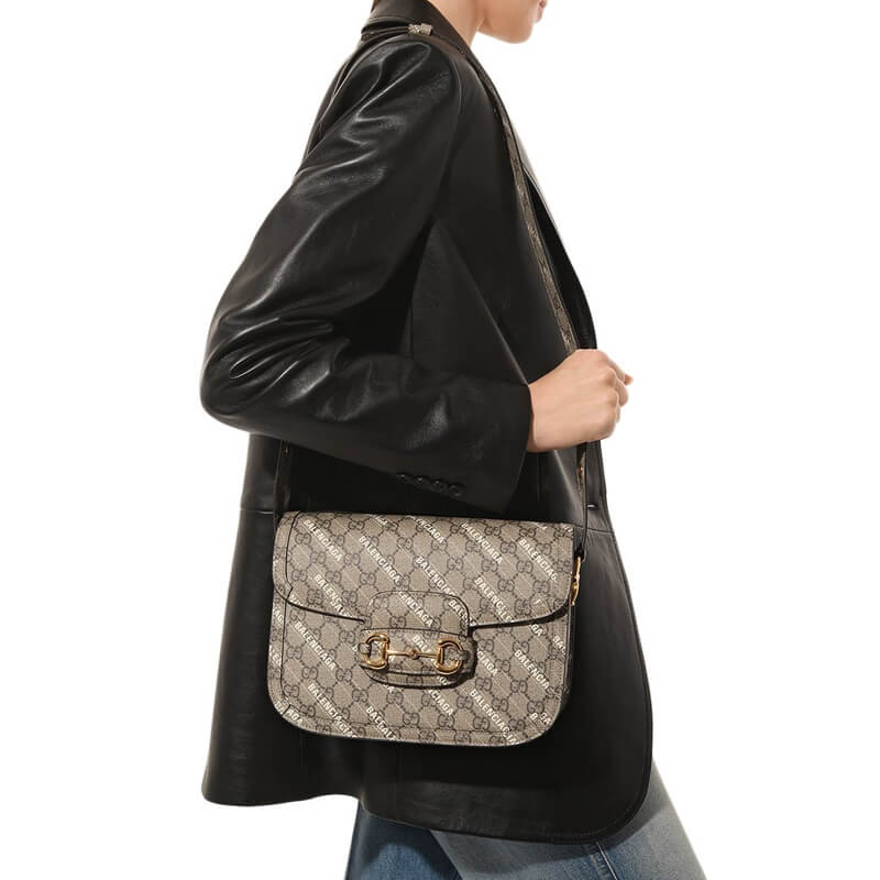 Gvc*1 x Ba1en*iaga Horsebit 1955 Small Shoulder Bag