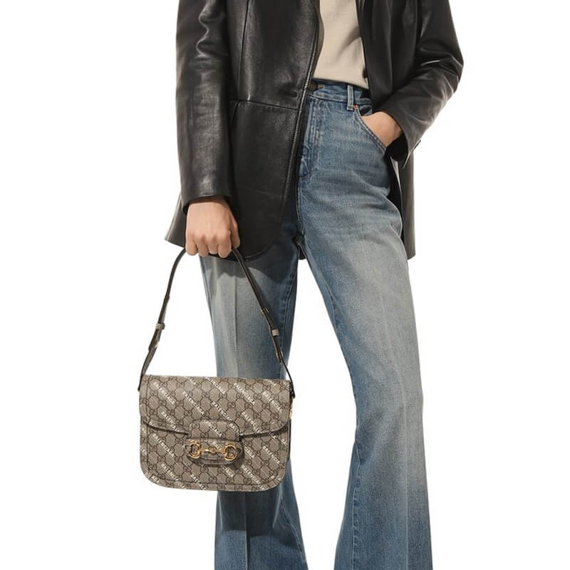 Gvc*1 x Ba1en*iaga Horsebit 1955 Small Shoulder Bag