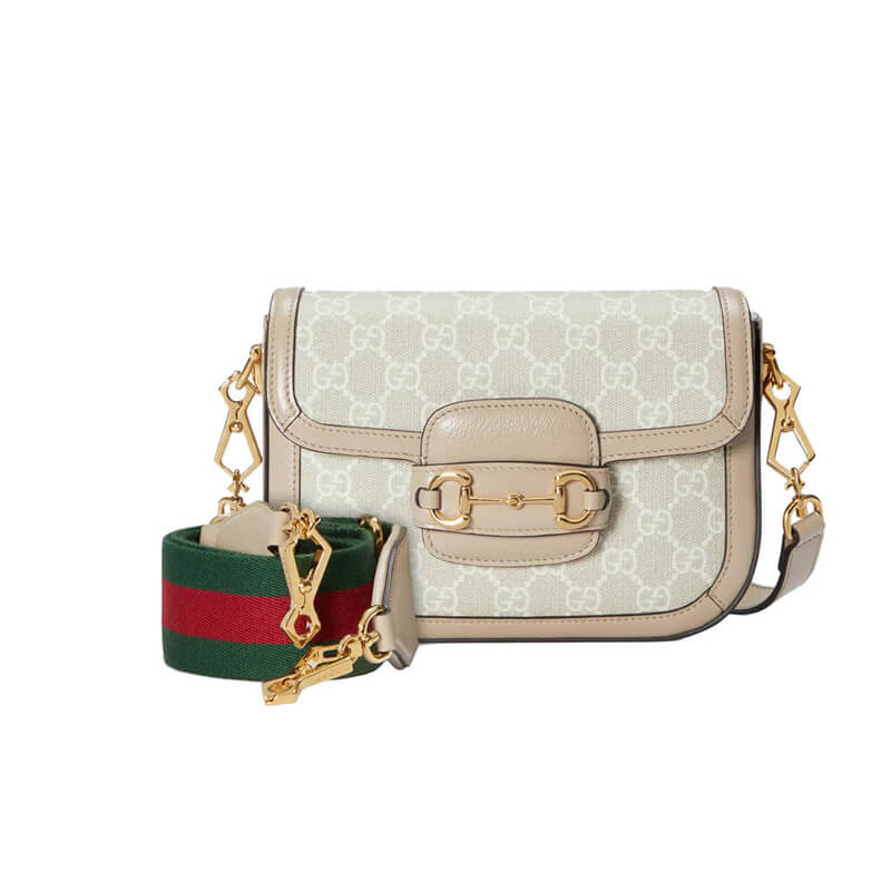 Gvc*1 Horsebit 1955 Canvas Mini Shoulder Bag White Beige