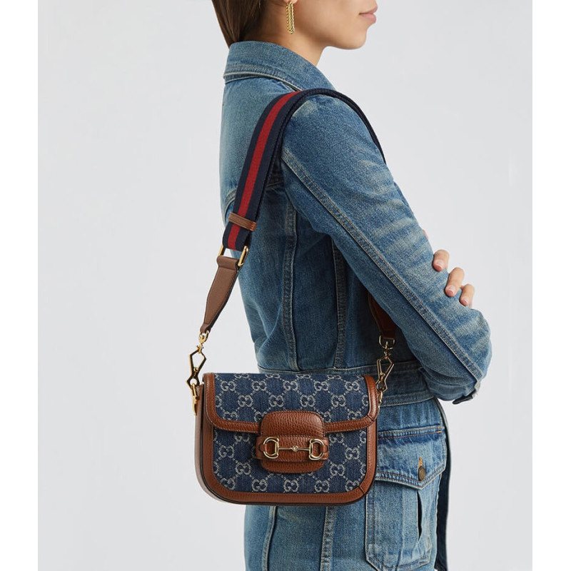 Gvc*1 Horsebit 1955 Demin Mini Shoulder Bag