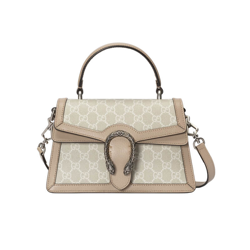 Gvc*1 dionysus top handle beige and white canvas 24x16cm