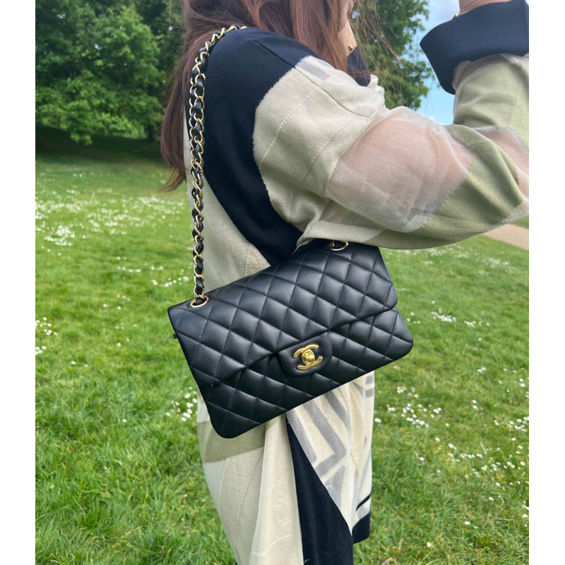 Ch**el Lambskin Small Double Flap Bag A01113