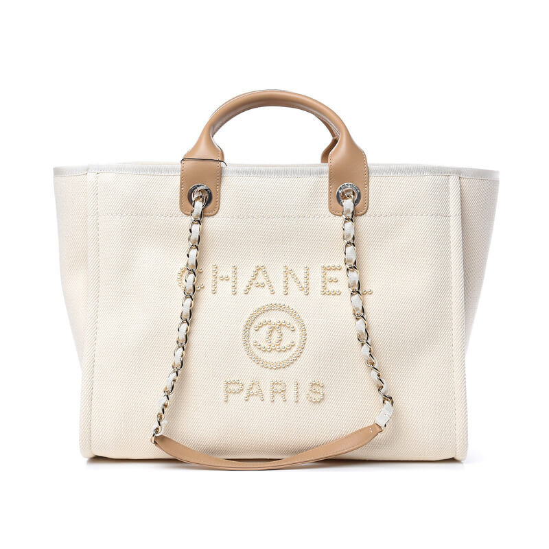 Ch**el Canvas Pearl Large Deauville Tote A66941