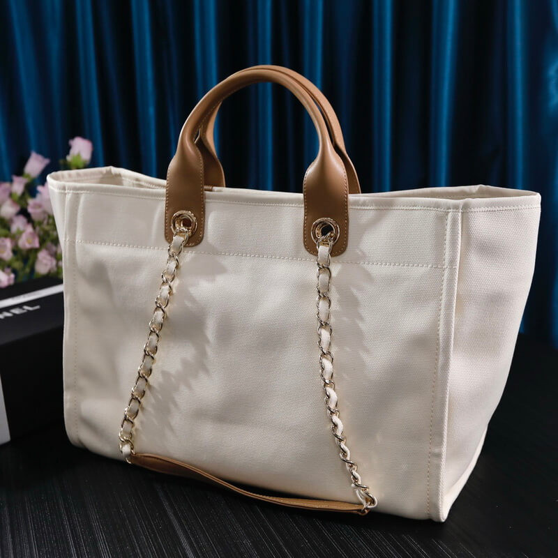 Ch**el Canvas Pearl Large Deauville Tote A66941