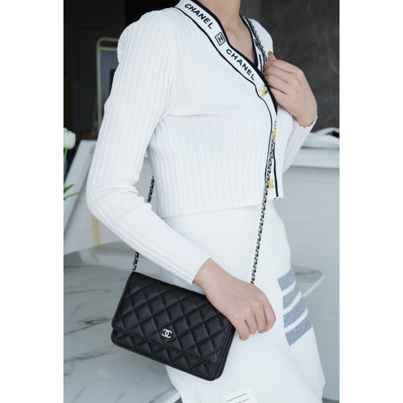 Ch**el Caviar Quilted Wallet on Chain WOC A33814