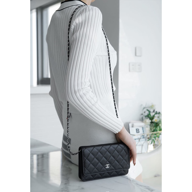 Ch**el Caviar Quilted Wallet on Chain WOC A33814