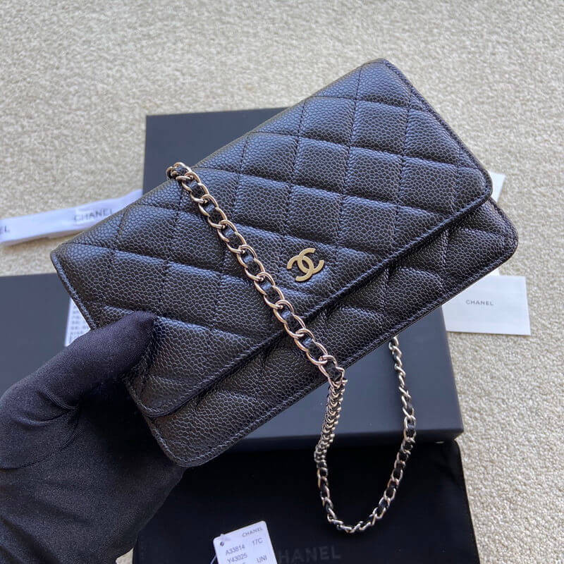 Ch**el Caviar Quilted Wallet on Chain WOC A33814