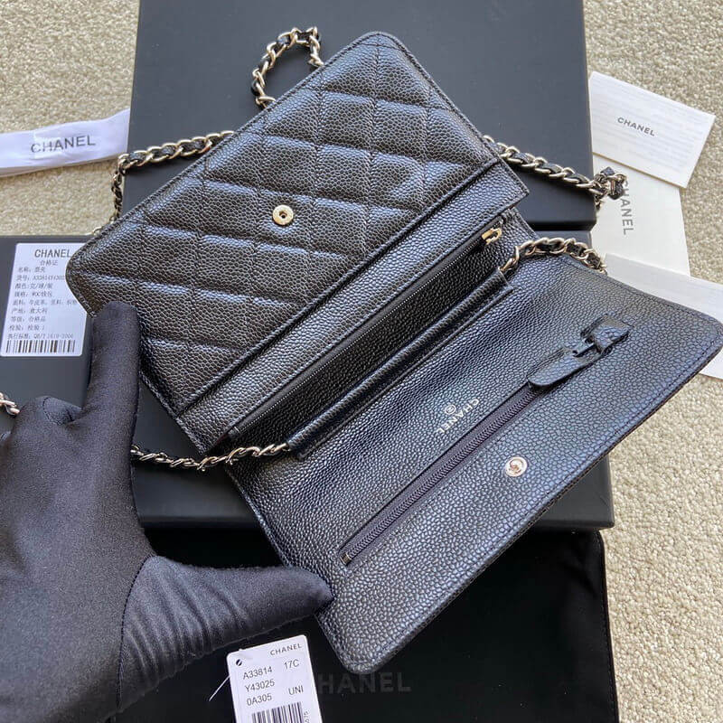 Ch**el Caviar Quilted Wallet on Chain WOC A33814