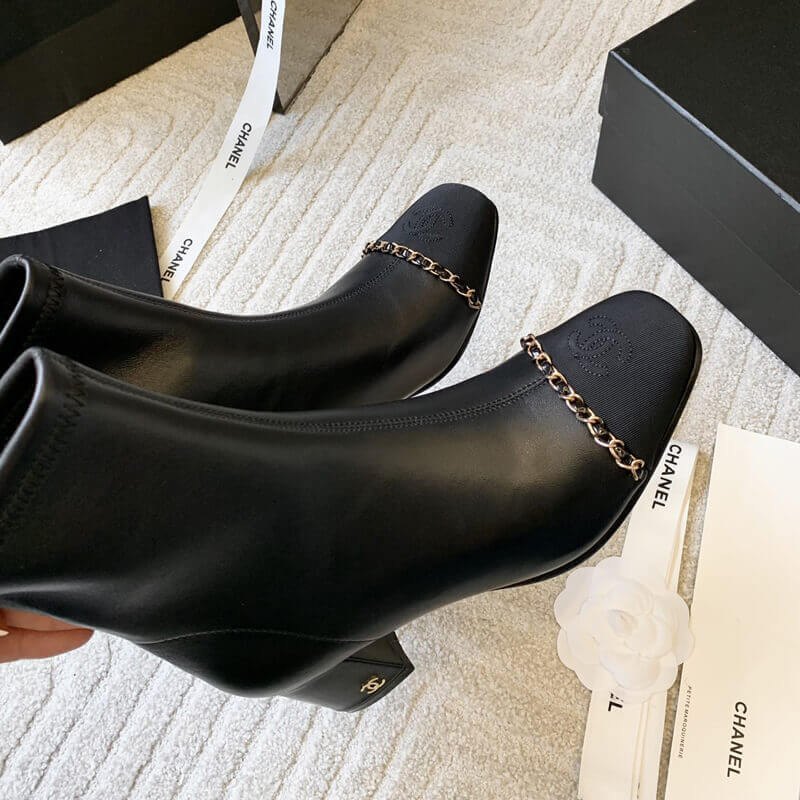 Ch**el Chunky Heel Short Boots