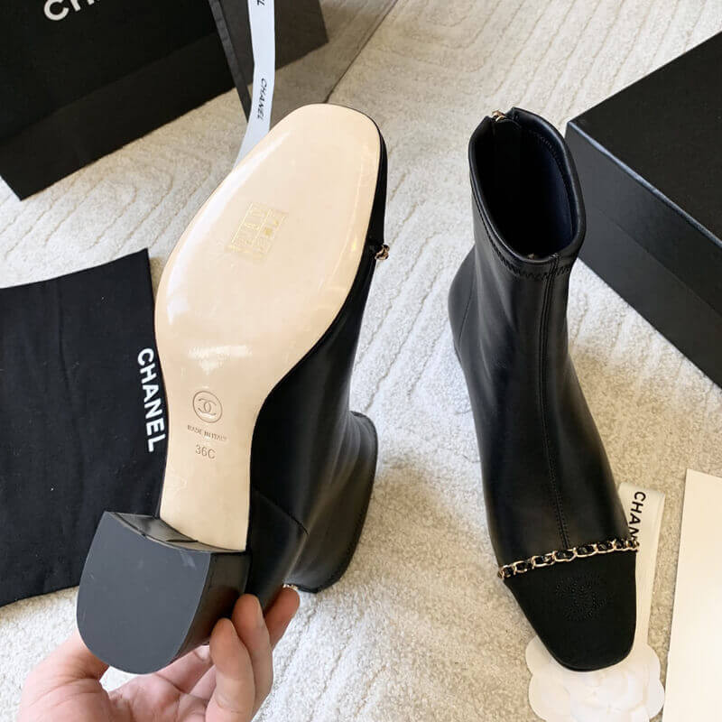 Ch**el Chunky Heel Short Boots