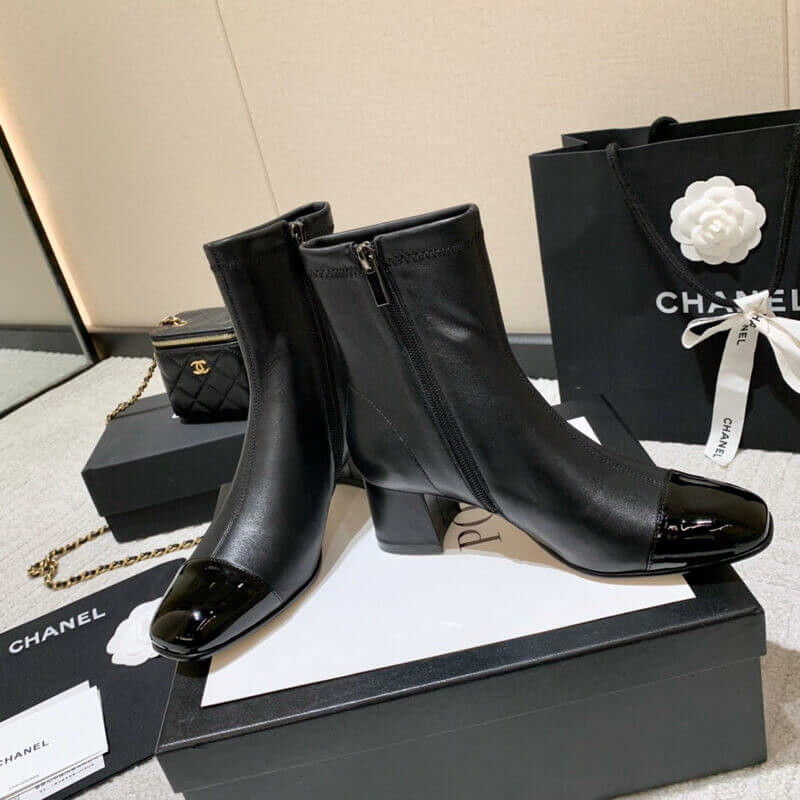 Ch**el Chunky Heel Short Boots