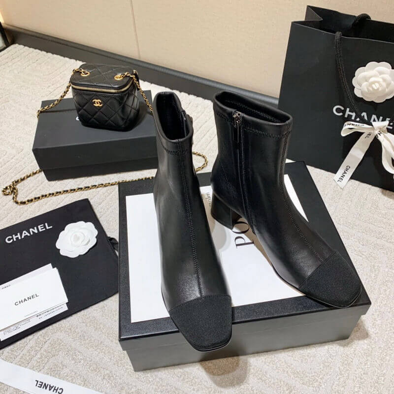 Ch**el Chunky Heel Short Boots