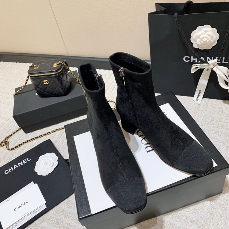 Ch**el Chunky Heel Short Boots