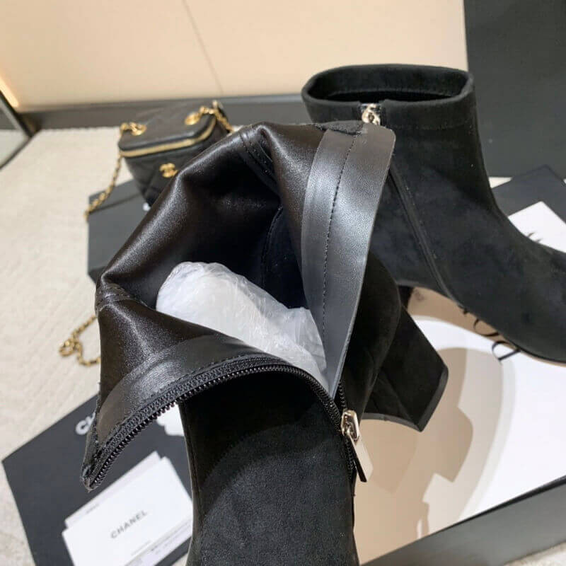 Ch**el Chunky Heel Short Boots