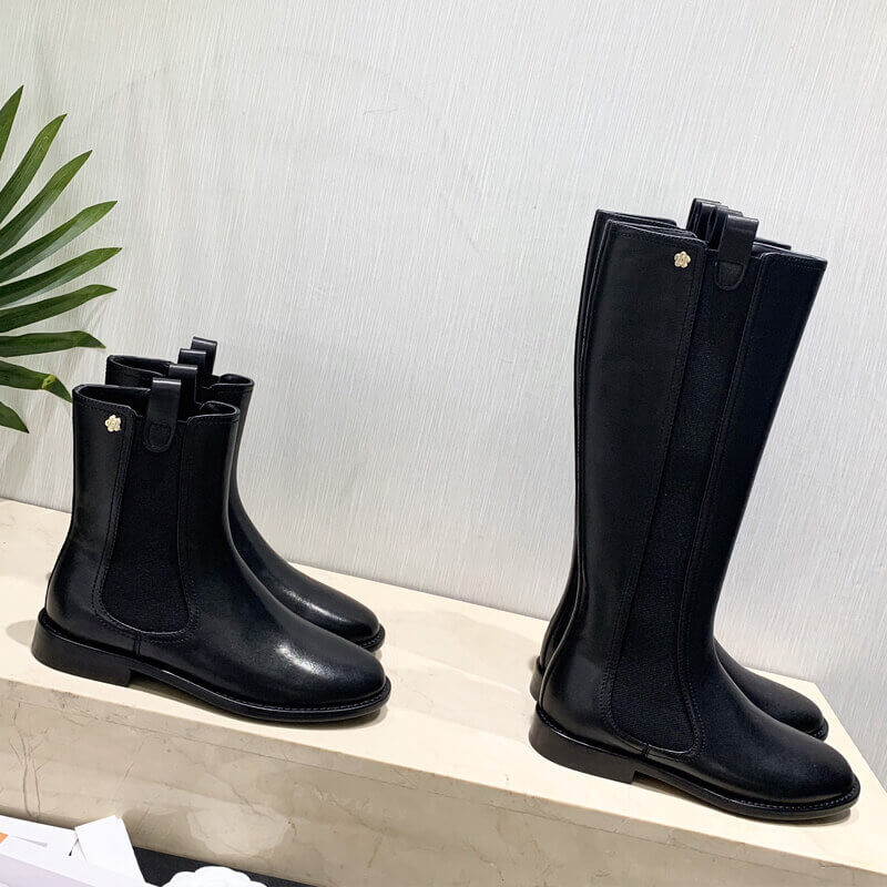 Ch**el Calfskin Cap Toe Ankle Boots