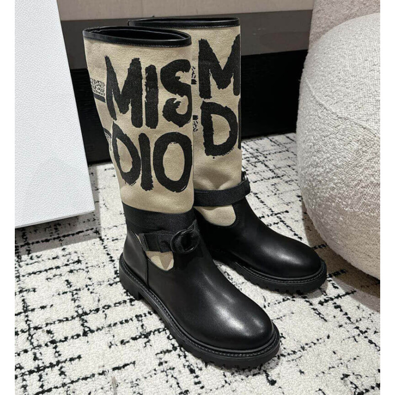 D10r D-Major Boot Taupe with Miss D10r Graffiti Print