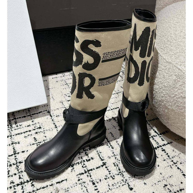 D10r D-Major Boot Taupe with Miss D10r Graffiti Print