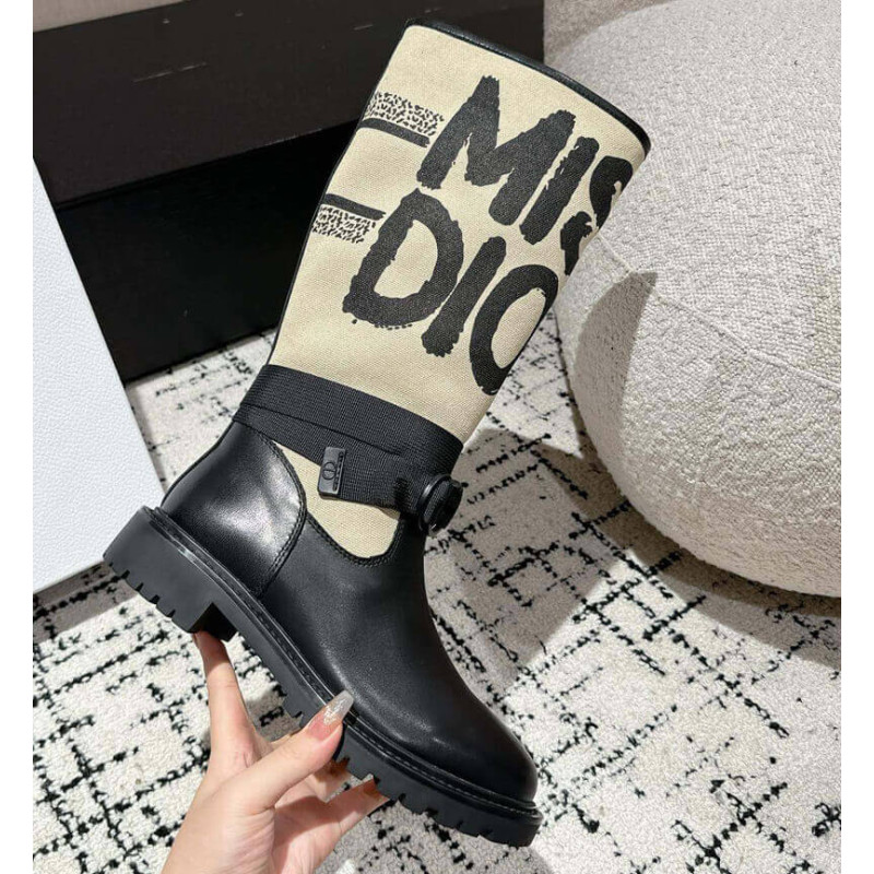 D10r D-Major Boot Taupe with Miss D10r Graffiti Print