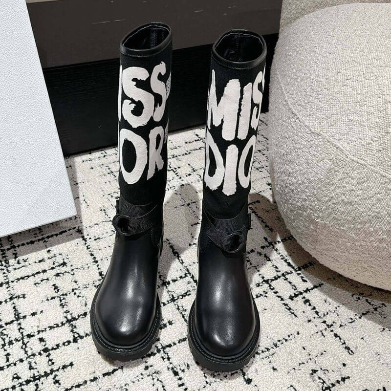D10r D-Major Boot Black with Miss D10r Graffiti Print