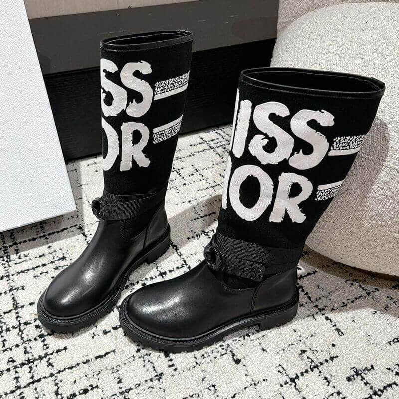 D10r D-Major Boot Black with Miss D10r Graffiti Print