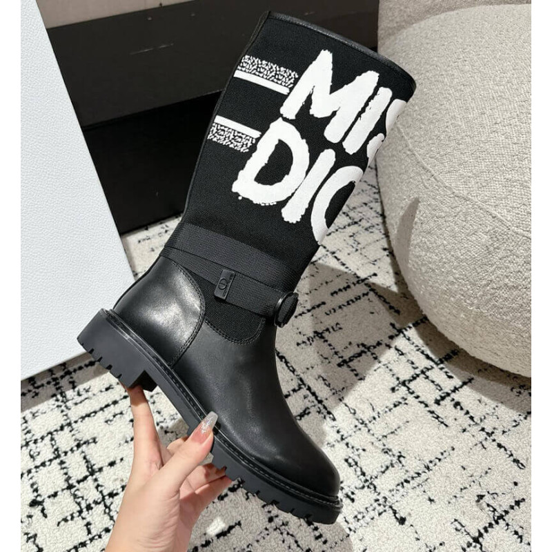 D10r D-Major Boot Black with Miss D10r Graffiti Print