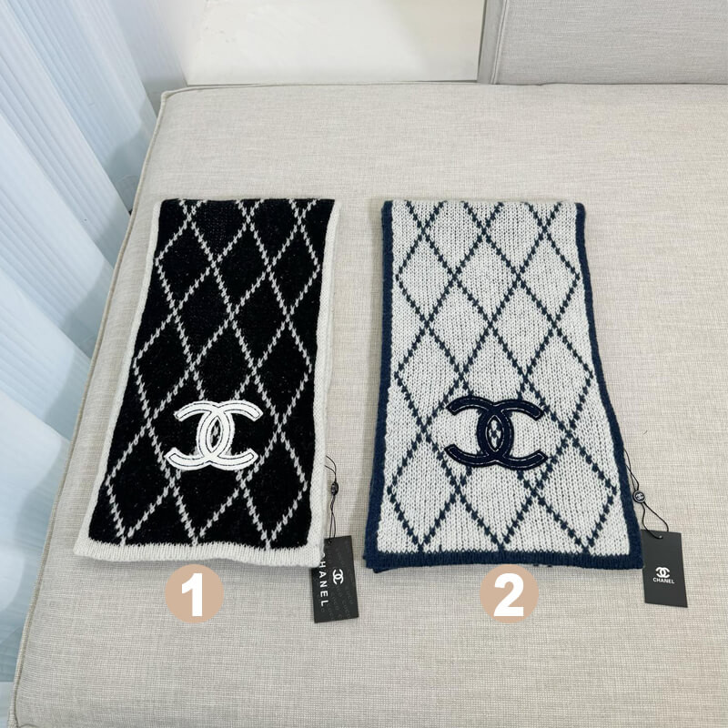 Ch**el Cashmere Quilted CC Scarf