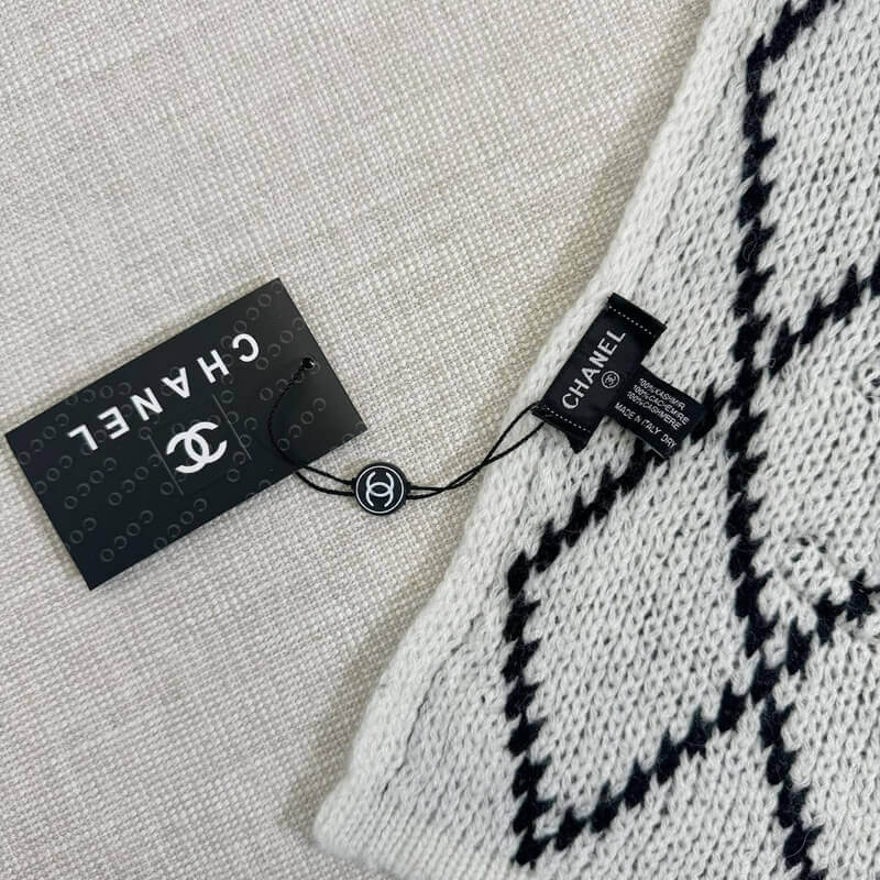 Ch**el Cashmere Quilted CC Scarf