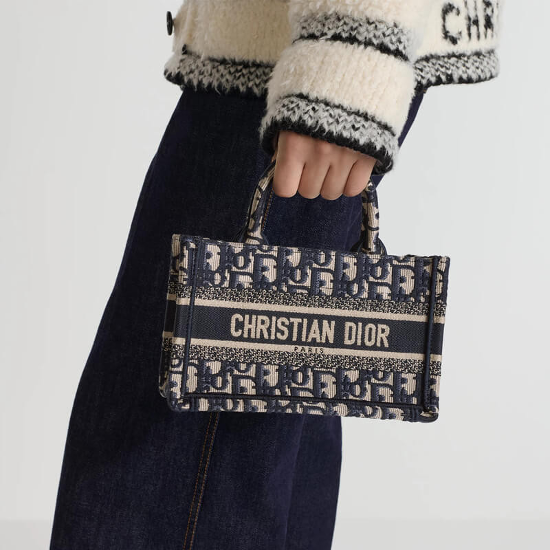 D10r Book Tote with Strap Mini Canvas Blue