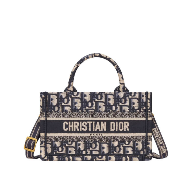 D10r Book Tote with Strap Mini Canvas Blue