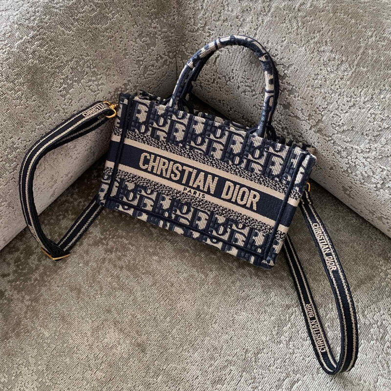 D10r Book Tote with Strap Mini Canvas Blue