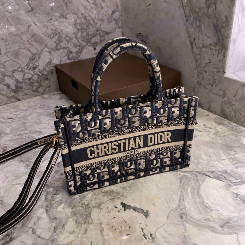 D10r Book Tote with Strap Mini Canvas Blue