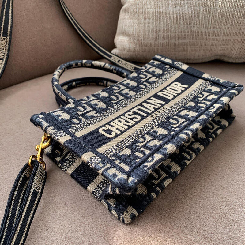 D10r Book Tote with Strap Mini Canvas Blue