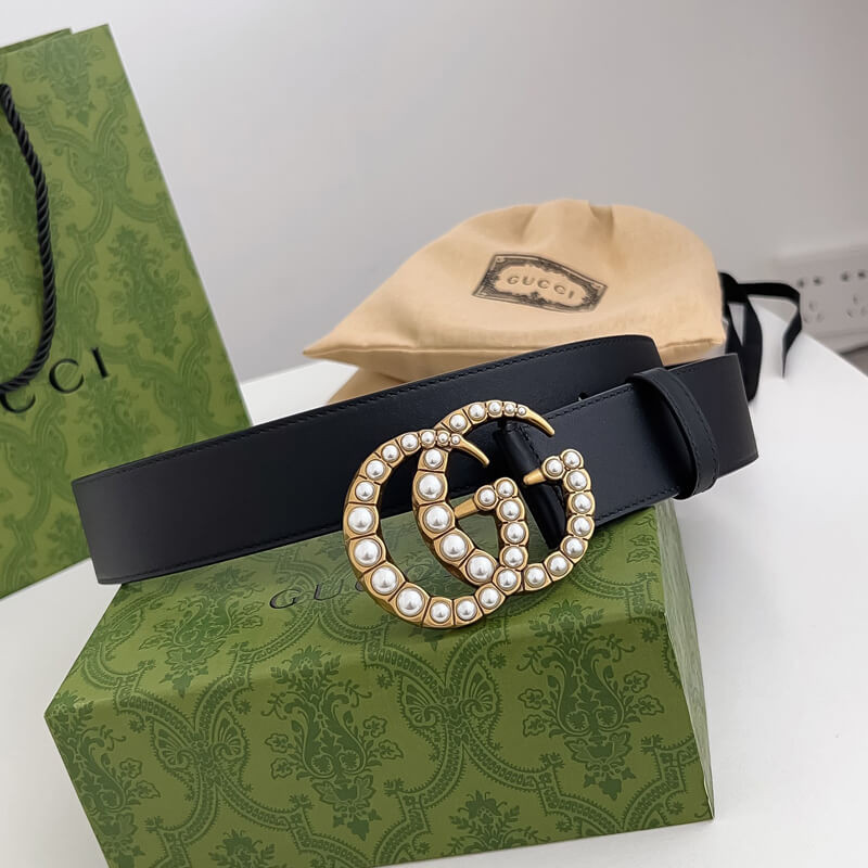 Gvc*1 Black Double G Pearl 40mm Belt 453260