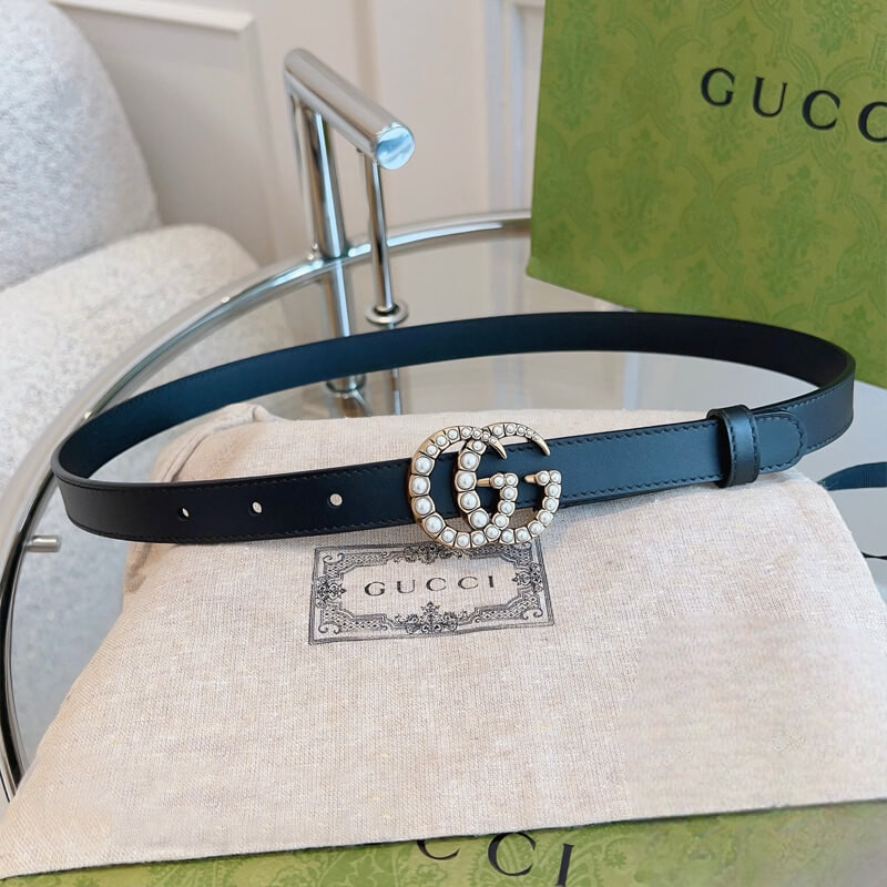Gvc*1 Black Double G Pearl 20mm Belt 476342