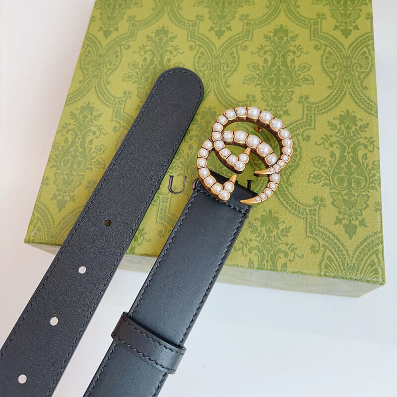 Gvc*1 Black Double G Pearl 20mm Belt 476342