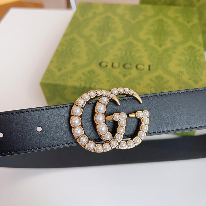 Gvc*1 Black Double G Pearl 20mm Belt 476342