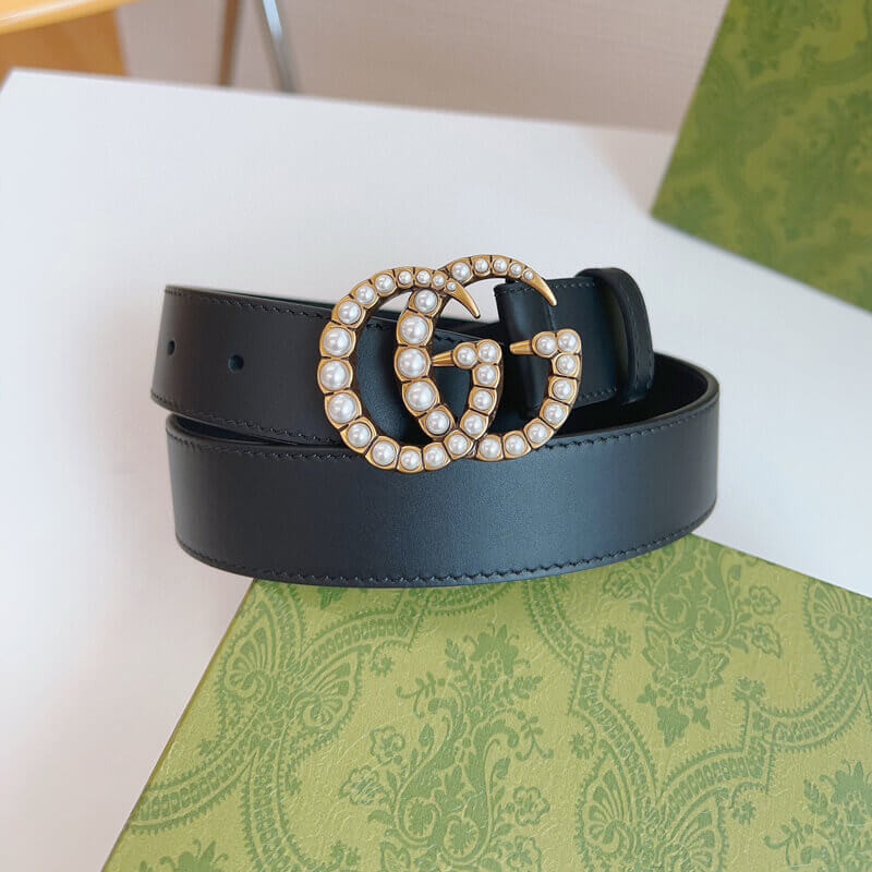 Gvc*1 Black Double G Pearl 20mm Belt 476342