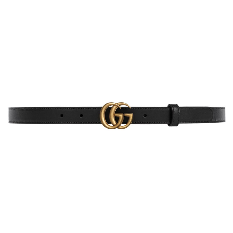 Gvc*1 Calfskin Double G 20mm Belt with Antiqued Brass Buckle 409417