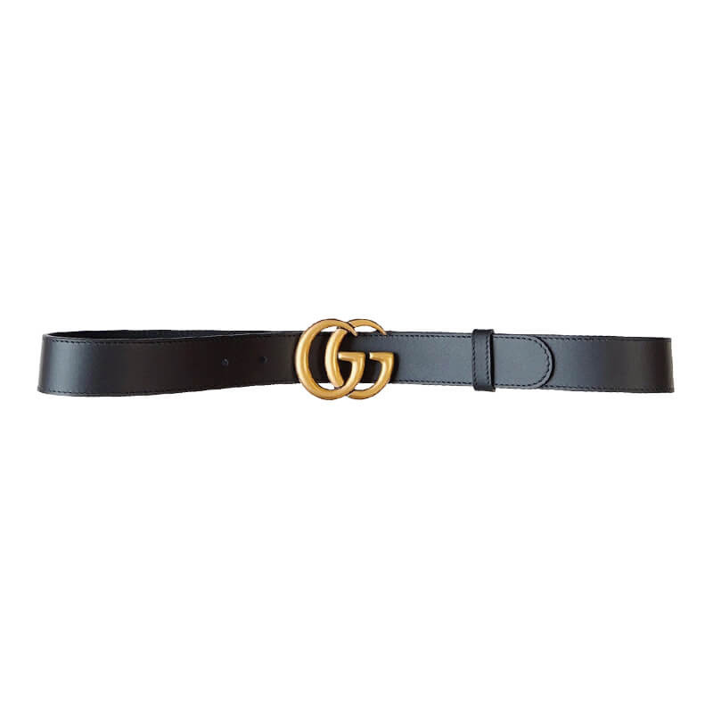 Gvc*1 Calfskin Double G 30mm Belt with Antiqued Brass Buckle 400593