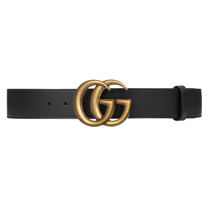 Gvc*1 Calfskin Double G 38mm Belt with Antiqued Brass Buckle 400593