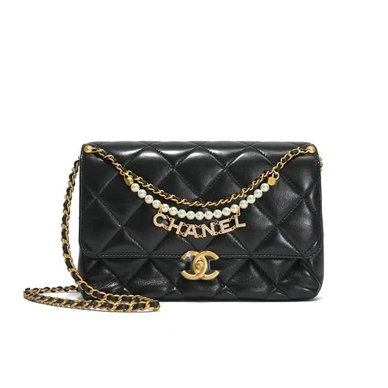 Ch**el Flap Bag Shiny Lambskin AS5011