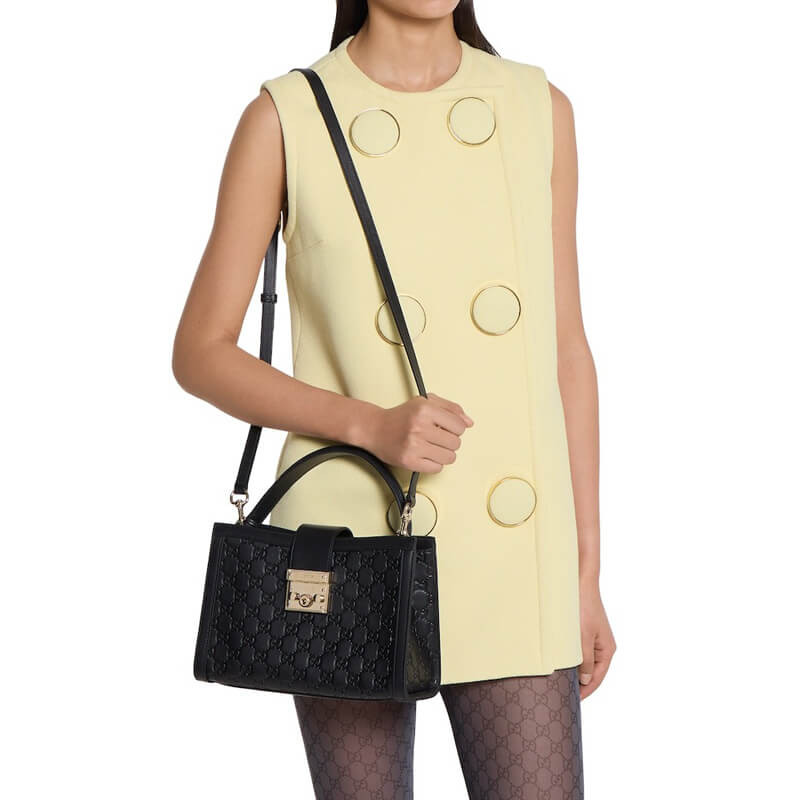 Gvc*1 Padlock Medium Top Handle Bag In GG Leather 838992