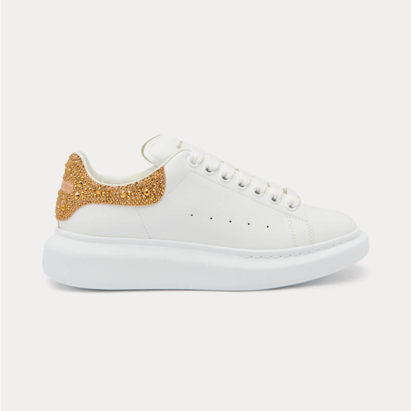 A1exa*der Mcqv*en Oversized Sneaker in White/Gold Glitter 666407