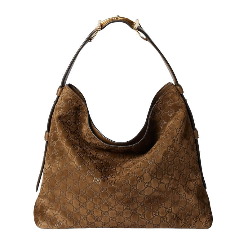 Gvc*1 Beatrix Large Tote Bag Brown Embossed GG Suede 850546