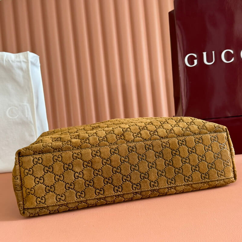 Gvc*1 Beatrix Large Tote Bag Brown Embossed GG Suede 850546