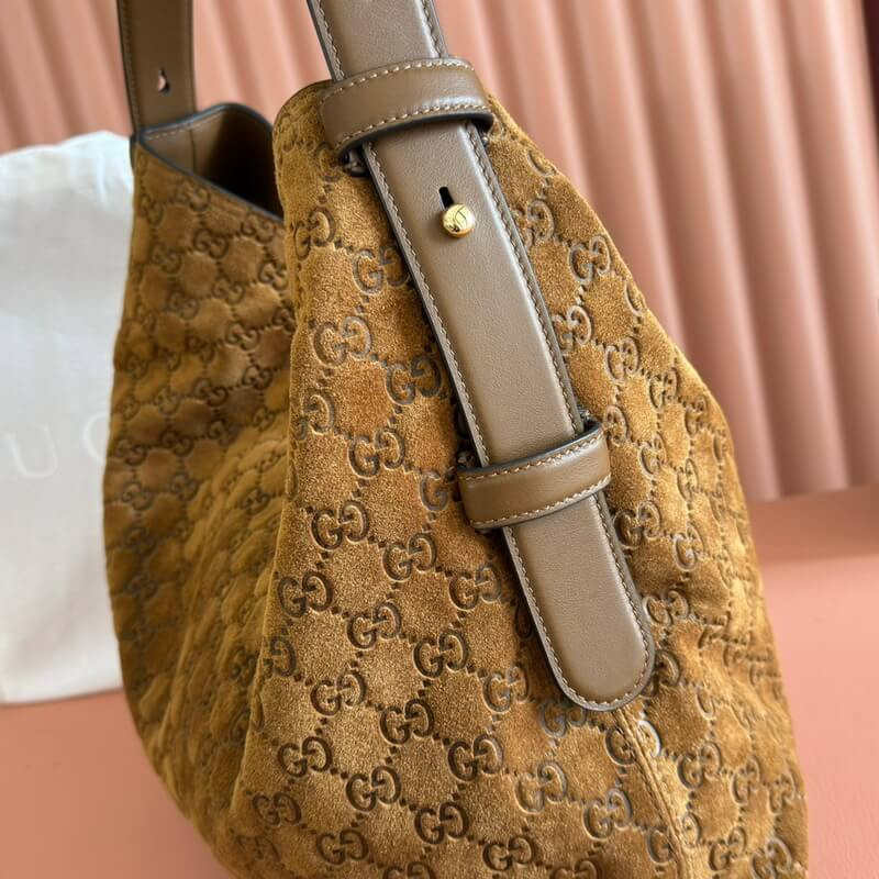 Gvc*1 Beatrix Large Tote Bag Brown Embossed GG Suede 850546