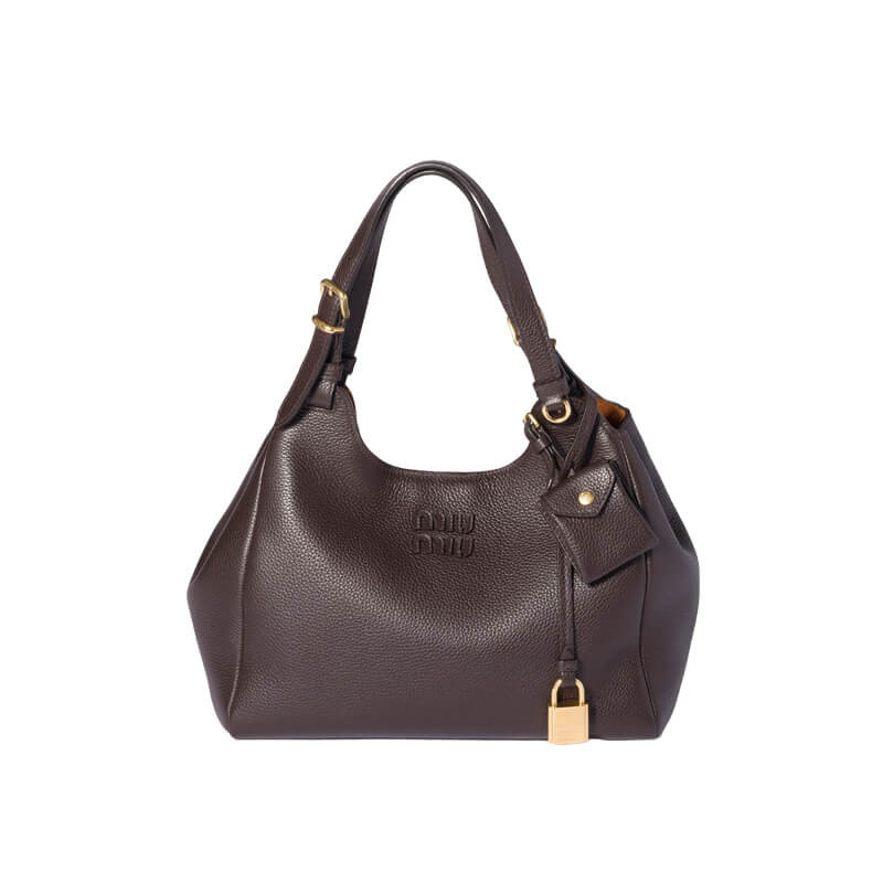 M1um1u Japanese Flash Stitching Tote Bag 5BA304 Dark Brown