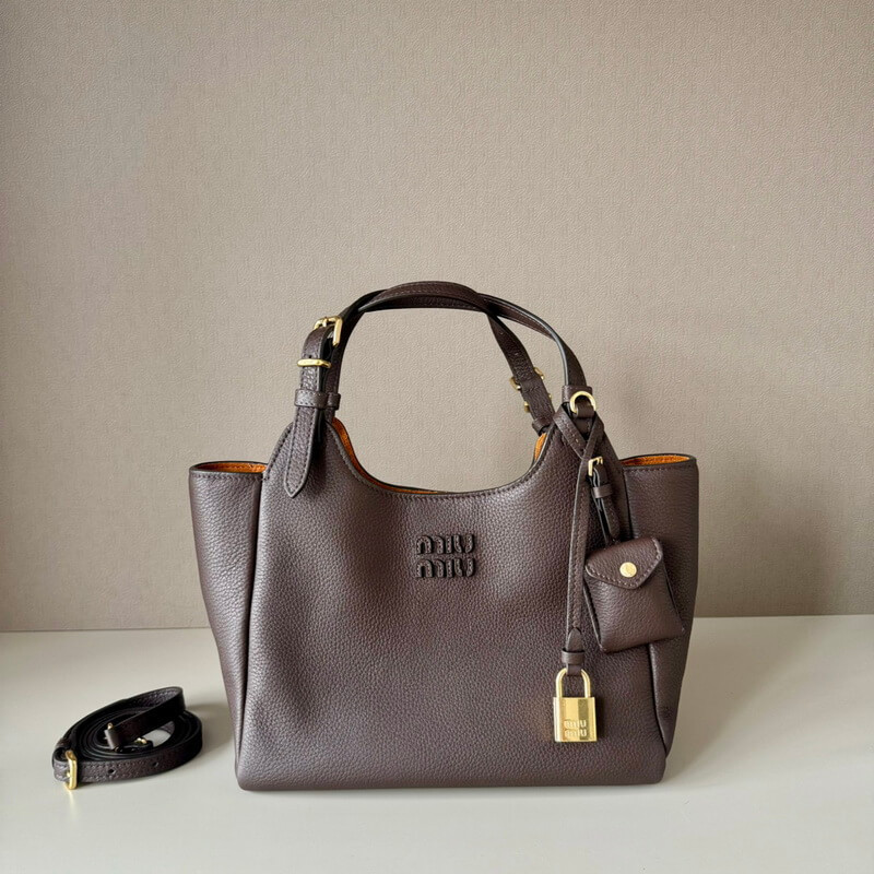 M1um1u Japanese Flash Stitching Tote Bag 5BA304 Dark Brown